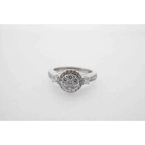 Estate Sale Estate Diamonds Engagement Ring 10k White Gold 0.75 TCW Size 7.25